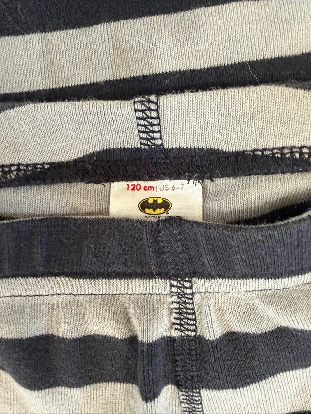 Hanna Andersson Black & Gray Striped Batman Pajama Set with Yellow Logo